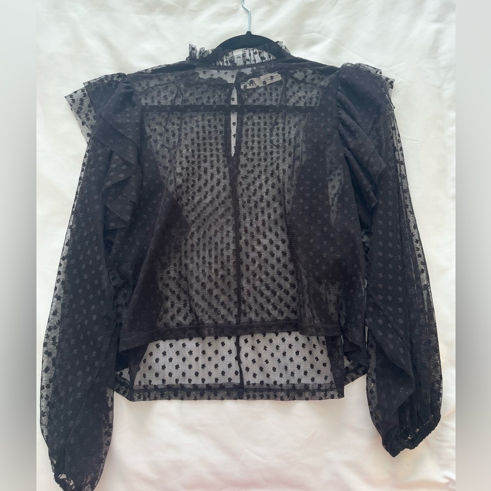 Zara Sheer Polka Dot Ruffle Top